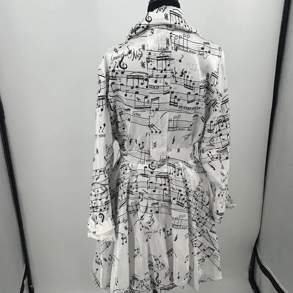 Samuel Dong trench coat White Music Note Print size petite - Picture 6 of 9